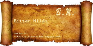 Bitter Milán névjegykártya
